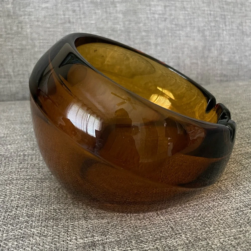 Vintage Large Viking Amber Orb Ashtray